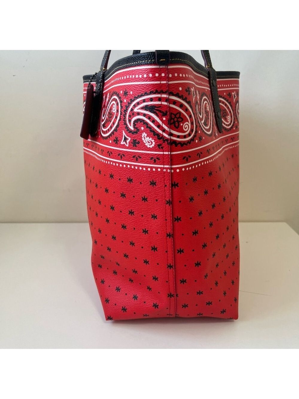 DISNEY X COACH Mickey Mouse Reversible Bandana Print City Tote - Picture 4 of 12